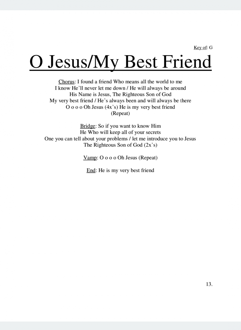 O Jesus/My Best Friend Lyrics